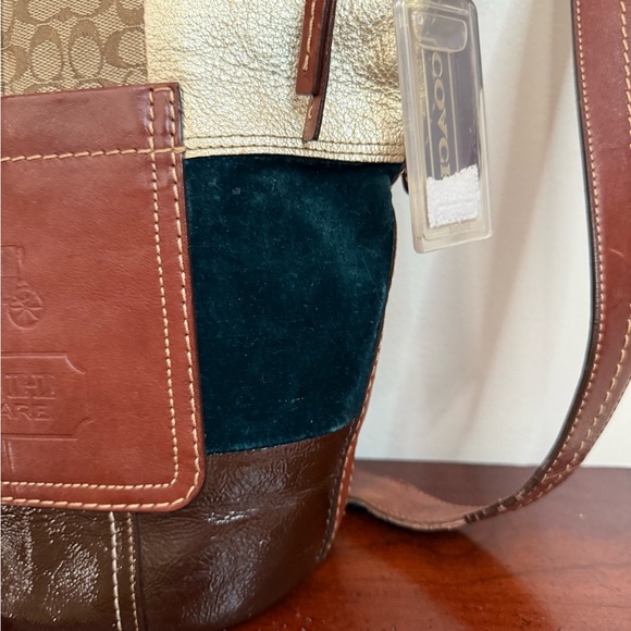 Coach Patchwork #11356 Shoulder/crossbody Bag - Brown, Green, Burgundy holiday - Picture 6 of 14